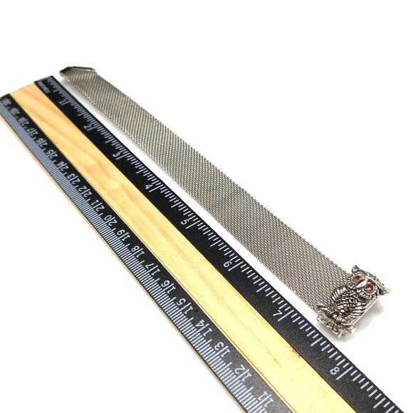 Vintage Sarah Coventry Owl Mesh Bracelet, "Nocturne", 1970s, 7 1/4 In - Picture 8 of 10